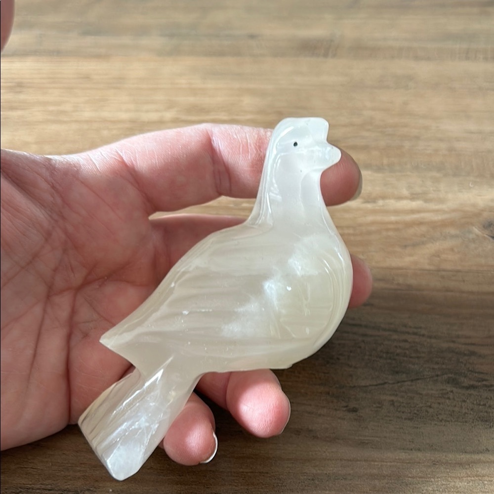 VINTAGE HAND CARVED LOVE BIRD DOVES ONYX AGATE MARBLE STONE FIGURINE